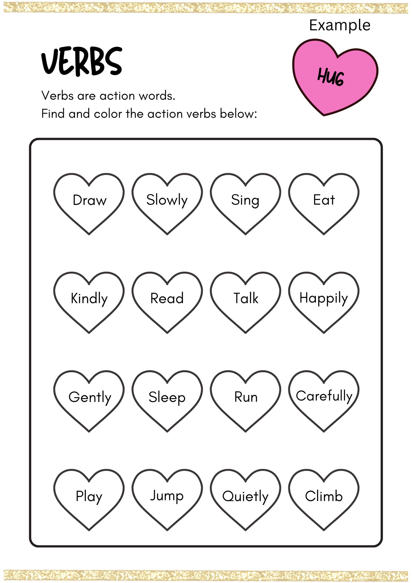 Color The Verb Worksheet