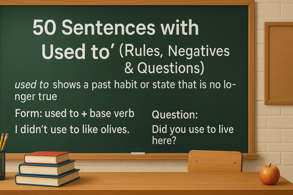 sentences of used to