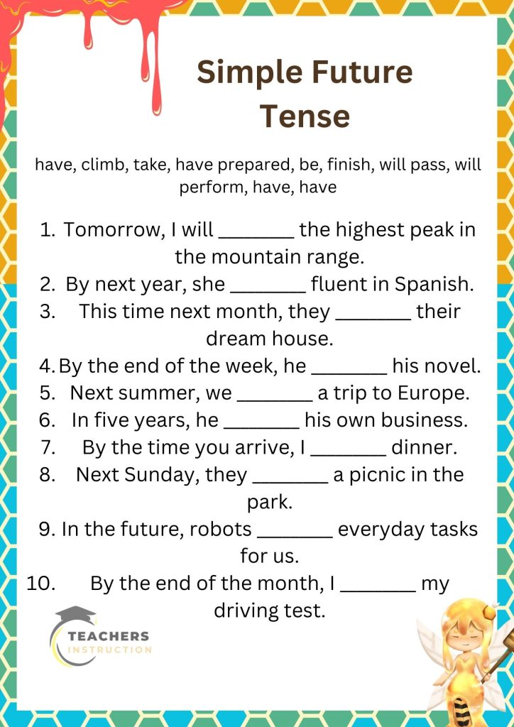 Simple Future Tense Worksheet