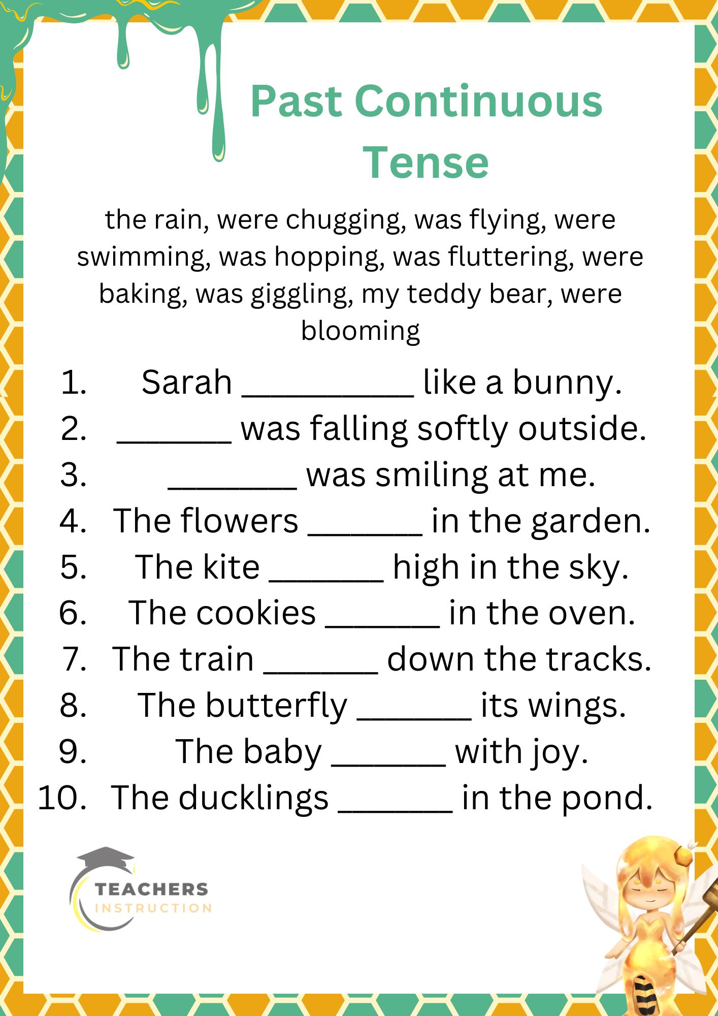 Past Continuous Tense Worksheets