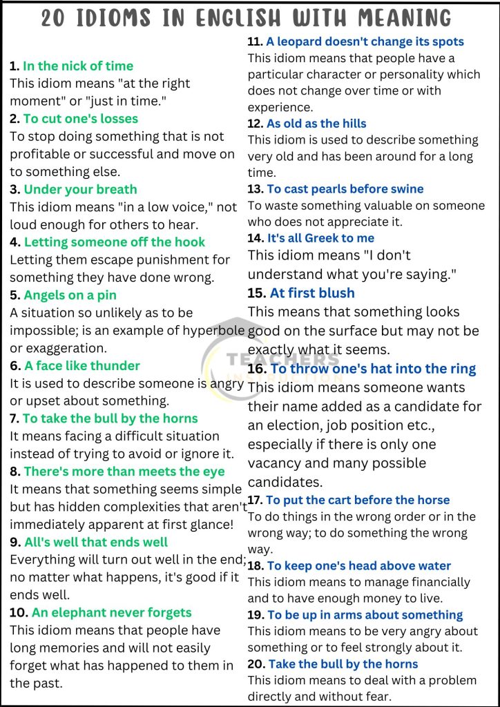 20 Idioms in English 