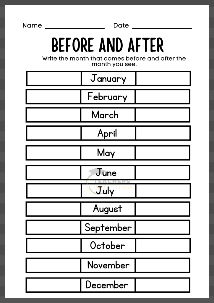 Months Of The Year Worksheets