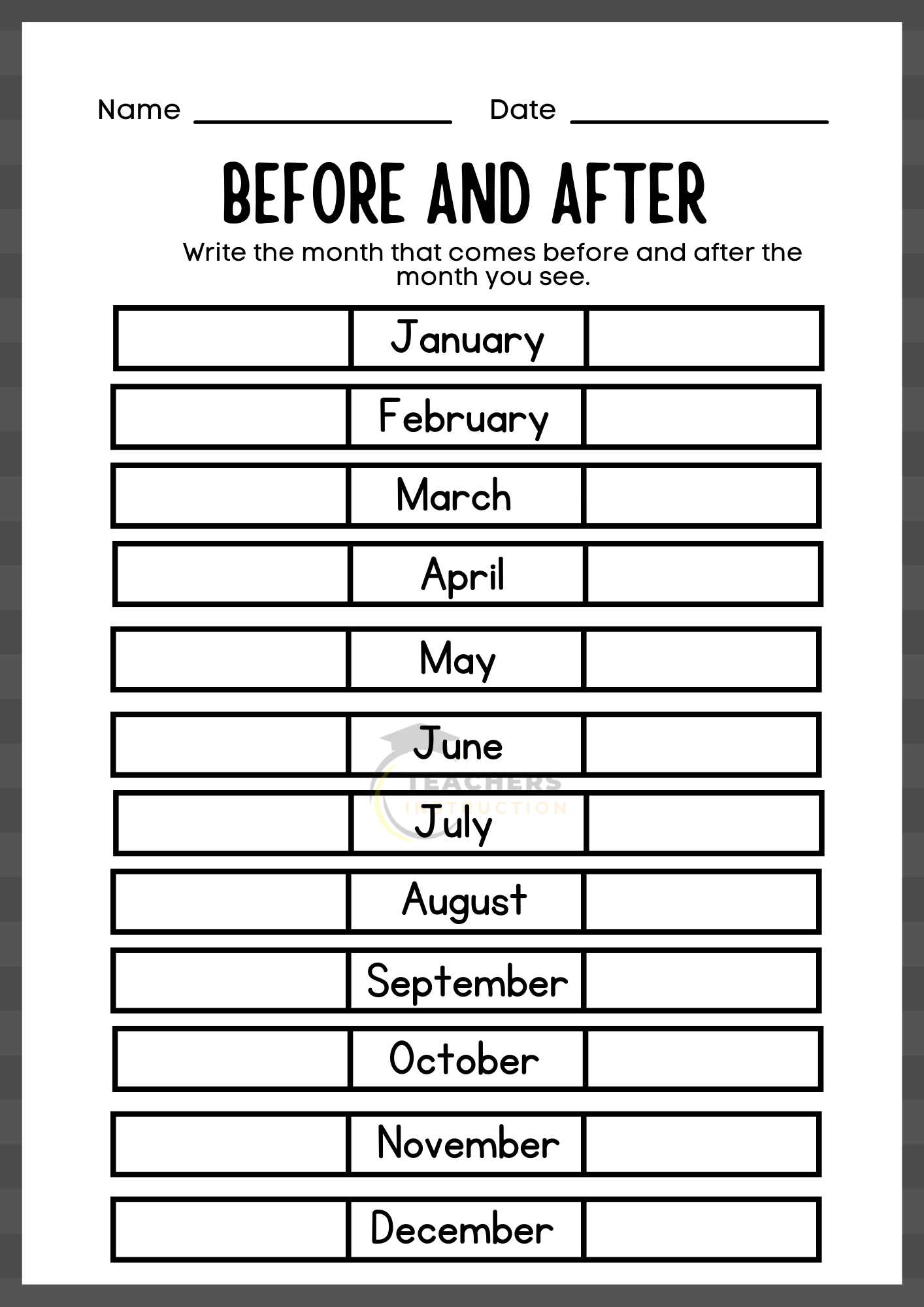 Months Of The Year Exercises Months Of The Year Exercises
