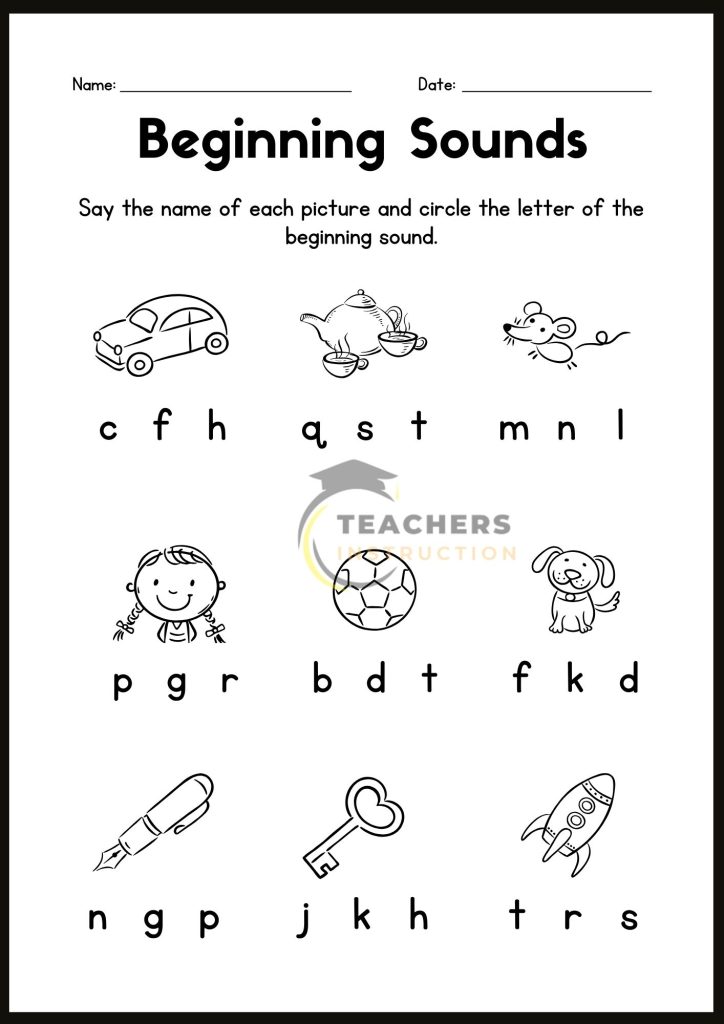 Beginning Sounds Worksheets 2