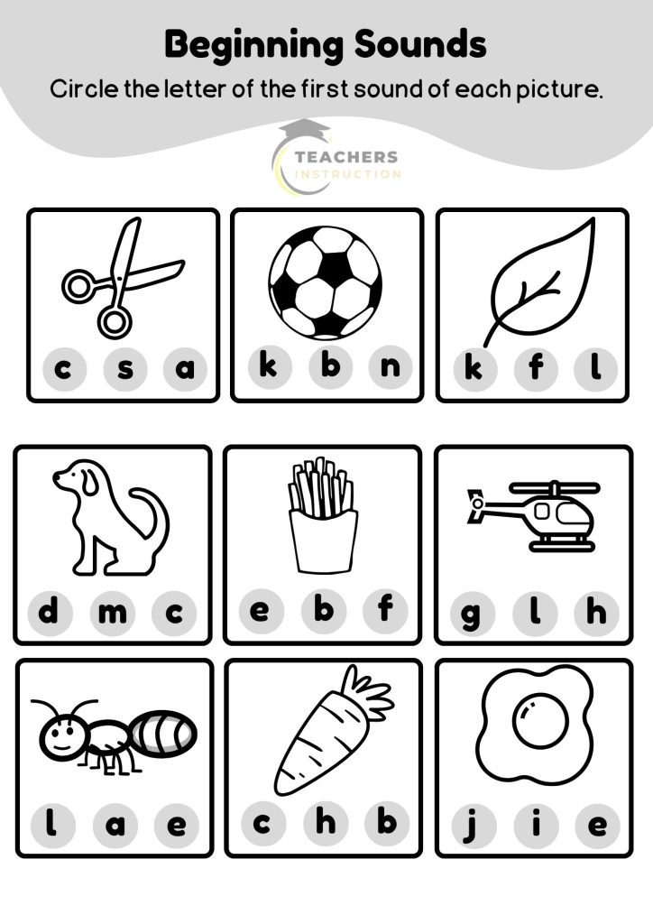 Beginning Sounds Worksheets 3