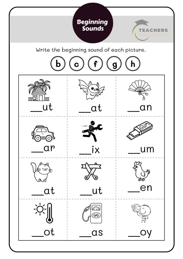 Beginning Sounds Worksheets 4