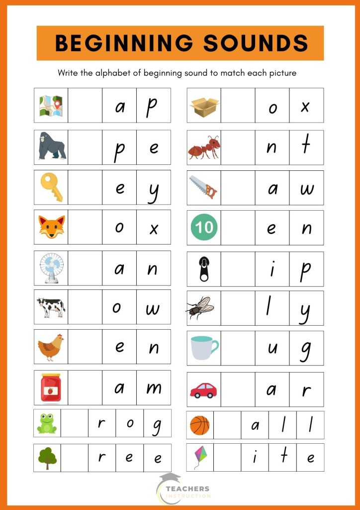 Beginning Sounds Worksheets