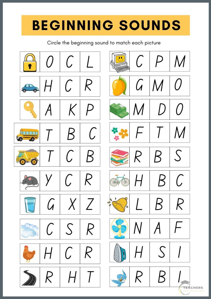 beginning sounds worksheets free