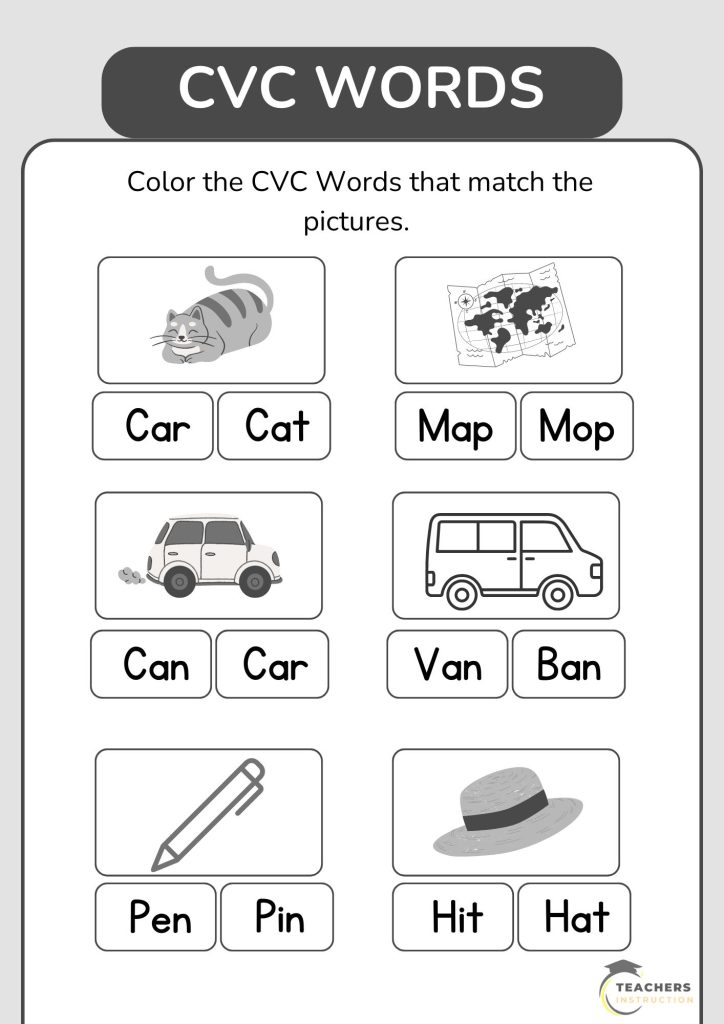 consonant vowel consonant worksheet