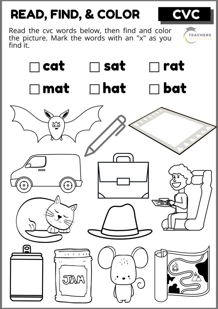 cvc words activity worksheet