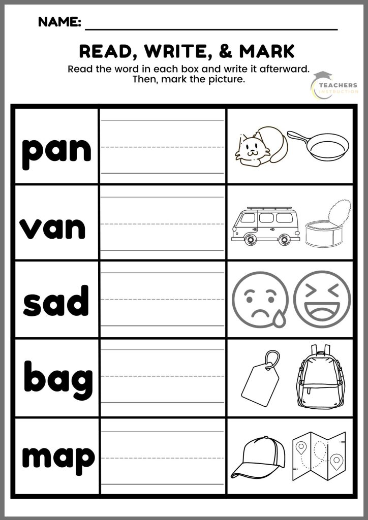 cvc words worksheets printable