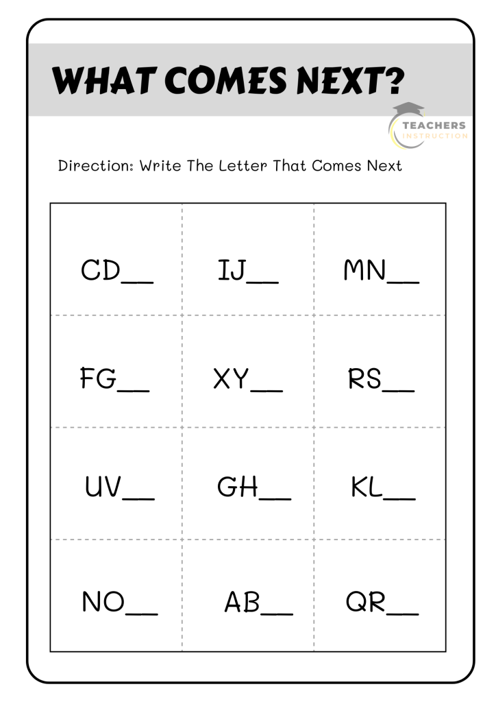 What Letter Comes Next Worksheet