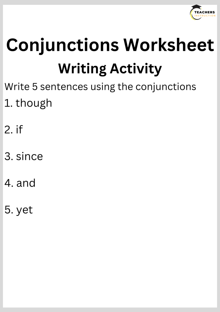 Conjunctions Worksheet 5