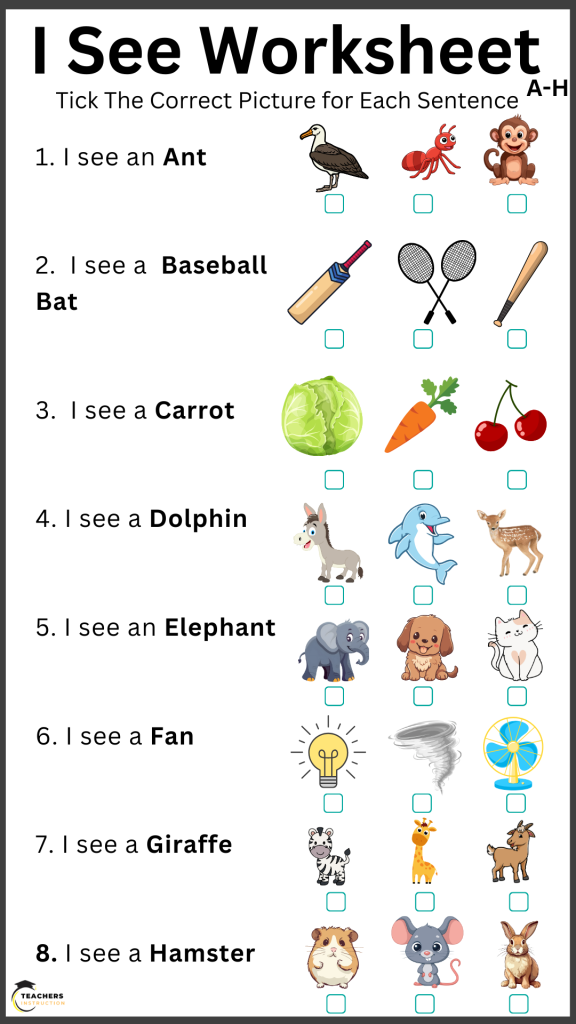 I See (A-Z) Worksheet For Preschool