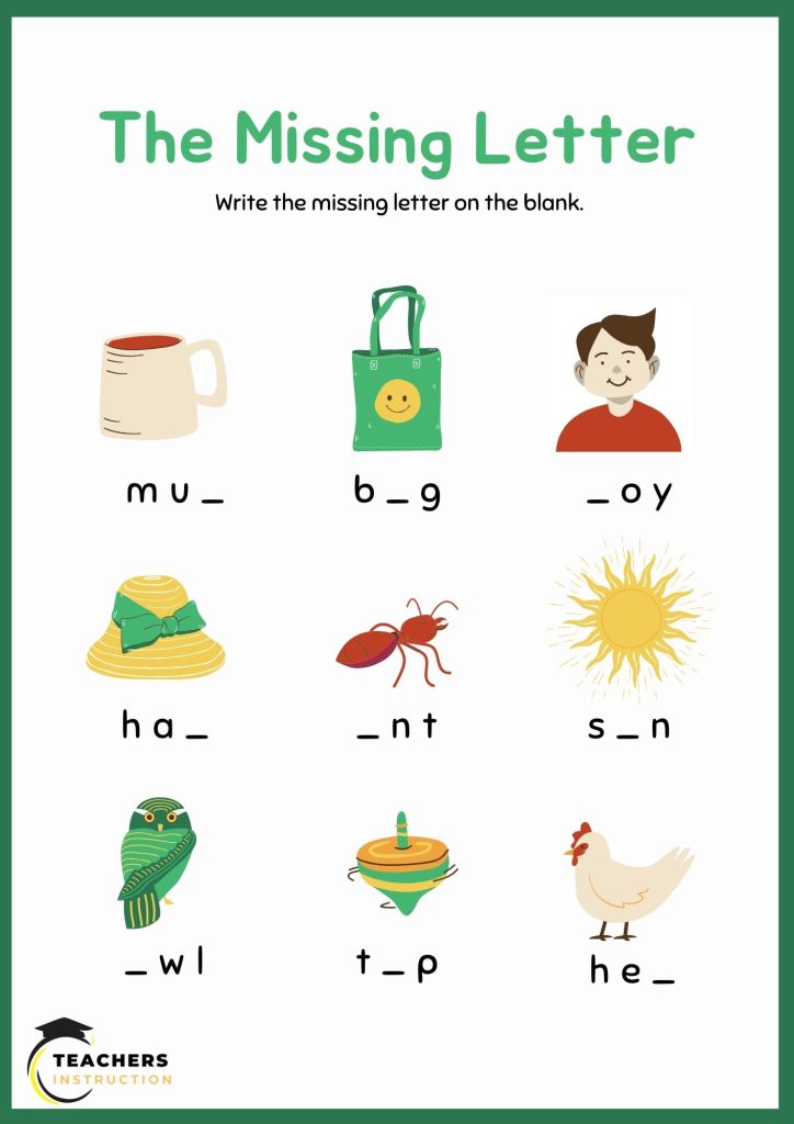 missing letters worksheet for kindergarten